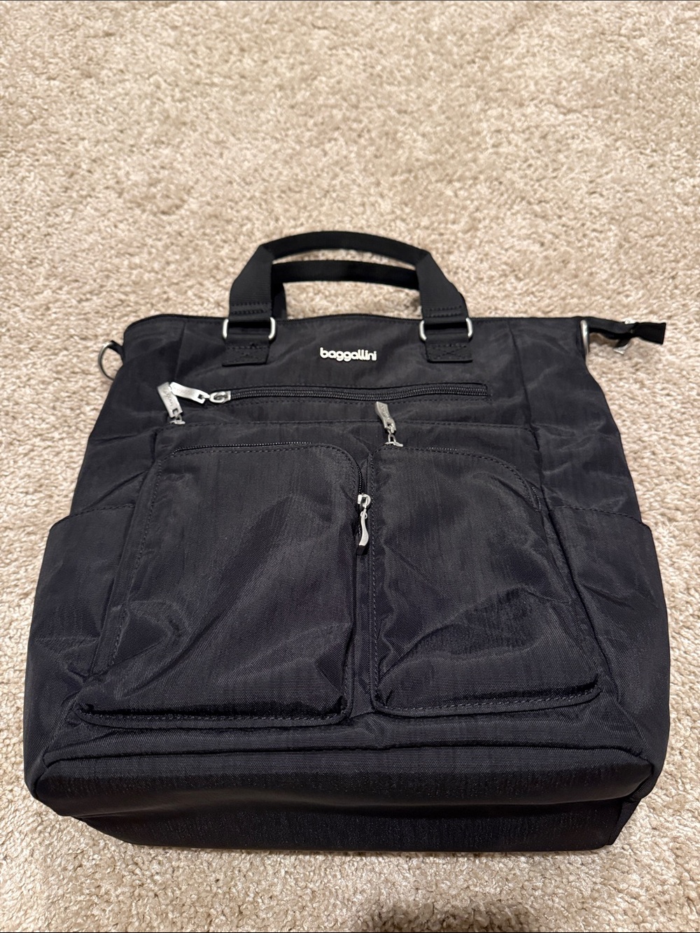 Baggallini Black Women’s Tote with Multiple Front Pockets